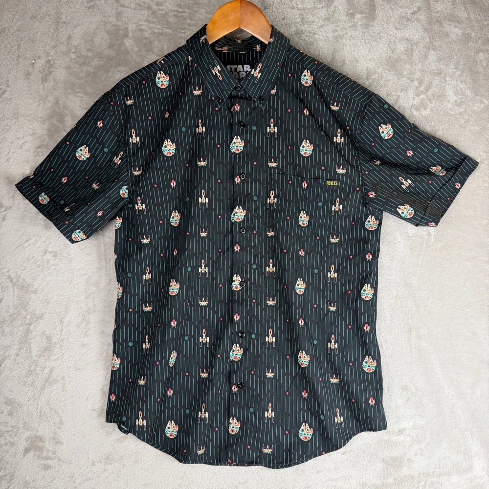 RSVLTS Star Wars Hyperspace X-Wing Millennium Falcon KUNUFLEX Shirt Mens Medium